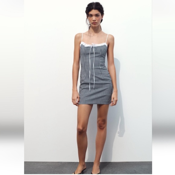 Zara combination gingham dress - Picture 3 of 9